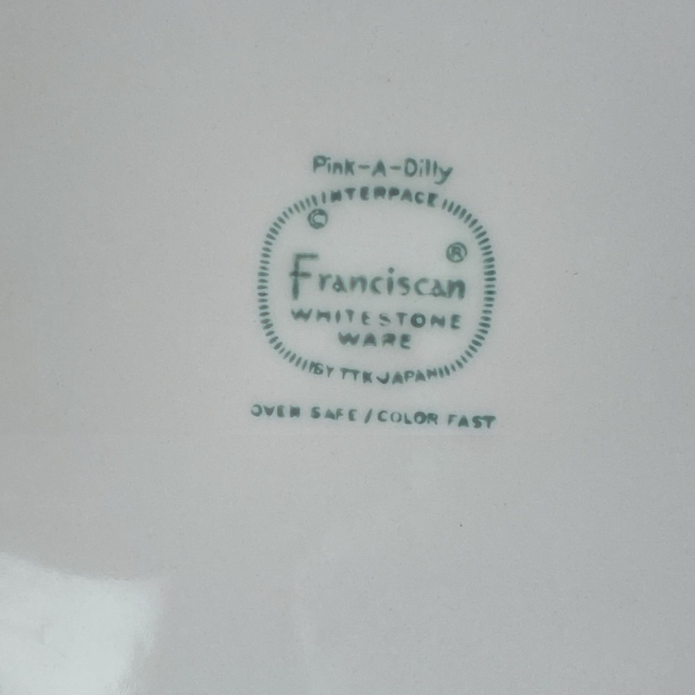 Franciscan Pink A Dilly‎ Rose Dinnerware Plates 1959 Vintage Set of 4 - Picture 3 of 7